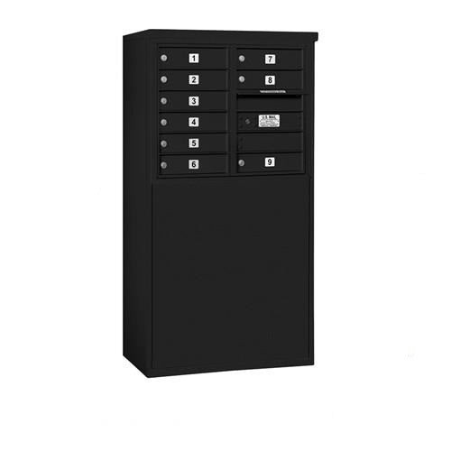 Mailboxes 3906D-09BFP Salsbury 6 Door High Free-Standing 4C Horizontal Mailbox with 9 Doors in Black with Private Bccess