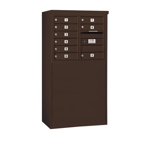 Mailboxes 3906D-09ZFP Salsbury 6 Door High Free-Standing 4C Horizontal Mailbox with 9 Doors in Bronze with Private Zccess