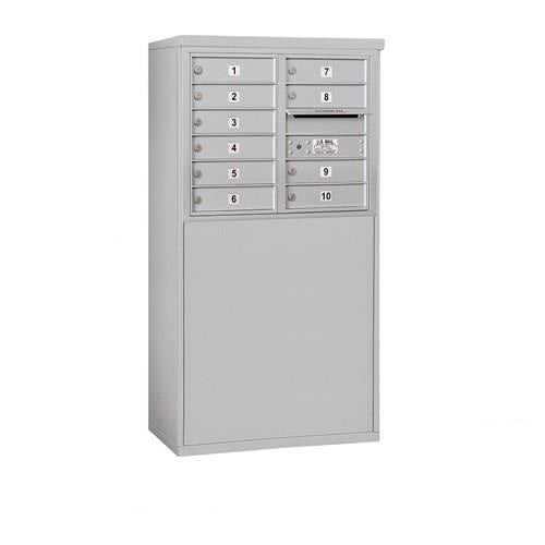 Mailboxes 3906D-10AFP Salsbury 6 Door High Free-Standing 4C Horizontal Mailbox with 10 Doors in Aluminum with Private Access