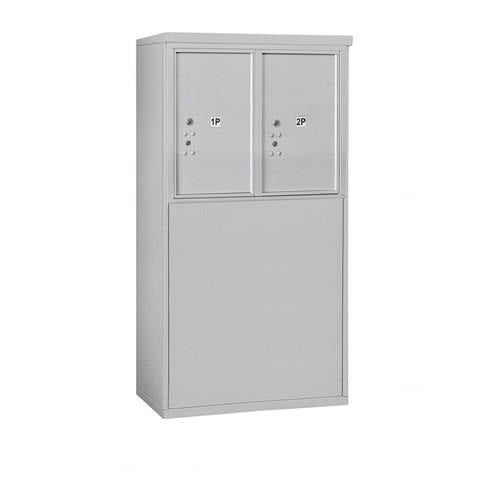 Mailboxes 3906D-2PAFP Salsbury 6 Door High Free-Standing 4C Horizontal Parcel Locker with 2 Parcel Lockers in Aluminum with Private Access