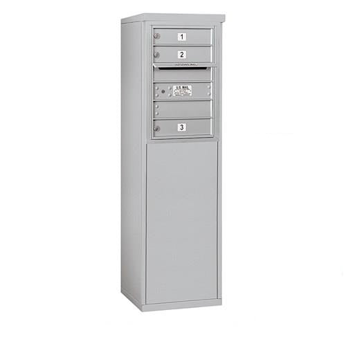 Mailboxes 3906S-03AFP Salsbury 6 Door High Free-Standing 4C Horizontal Mailbox with 3 Doors in Aluminum with Private Access