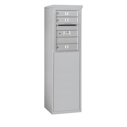 Mailboxes 3906S-03AFU Salsbury 6 Door High Free-Standing 4C Horizontal Mailbox with 3 Doors in Aluminum with USPS Access