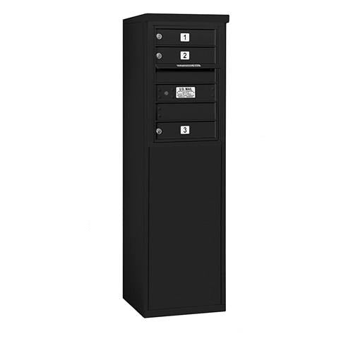 Mailboxes 3906S-03BFP Salsbury 6 Door High Free-Standing 4C Horizontal Mailbox with 3 Doors in Black with Private Bccess