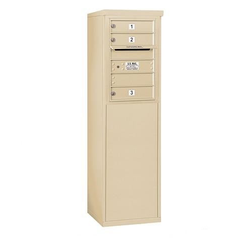 Mailboxes 3906S-03SFP Salsbury 6 Door High Free-Standing 4C Horizontal Mailbox with 3 Doors in Sandstone with Private Sccess