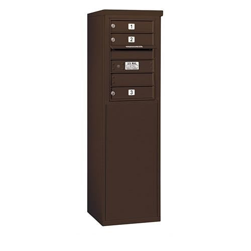 Mailboxes 3906S-03ZFP Salsbury 6 Door High Free-Standing 4C Horizontal Mailbox with 3 Doors in Bronze with Private Zccess