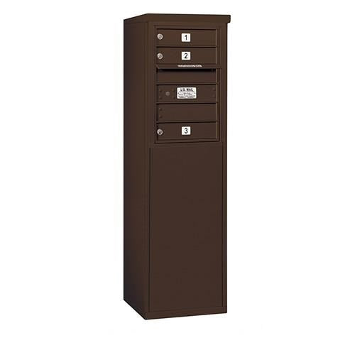 Mailboxes 3906S-03ZFU Salsbury 6 Door High Free-Standing 4C Horizontal Mailbox with 3 Doors in Bronze with USPS Zccess