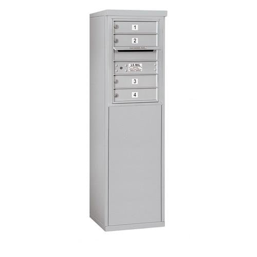 Mailboxes 3906S-04AFP Salsbury 6 Door High Free-Standing 4C Horizontal Mailbox with 4 Doors in Aluminum with Private Access