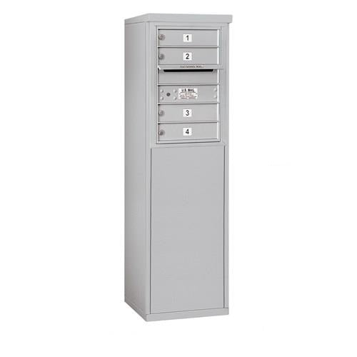 Mailboxes 3906S-04AFU Salsbury 6 Door High Free-Standing 4C Horizontal Mailbox with 4 Doors in Aluminum with USPS Access