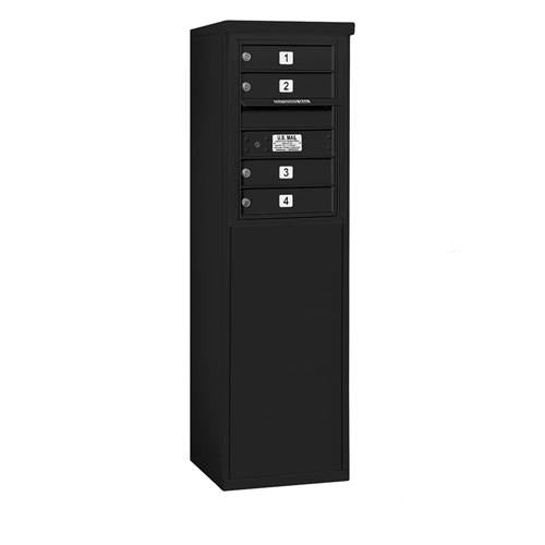 Mailboxes 3906S-04BFP Salsbury 6 Door High Free-Standing 4C Horizontal Mailbox with 4 Doors in Black with Private Bccess