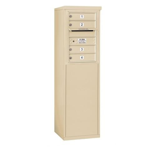 Mailboxes 3906S-04SFP Salsbury 6 Door High Free-Standing 4C Horizontal Mailbox with 4 Doors in Sandstone with Private Sccess