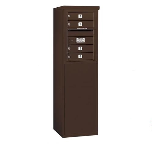 Mailboxes 3906S-04ZFP Salsbury 6 Door High Free-Standing 4C Horizontal Mailbox with 4 Doors in Bronze with Private Zccess