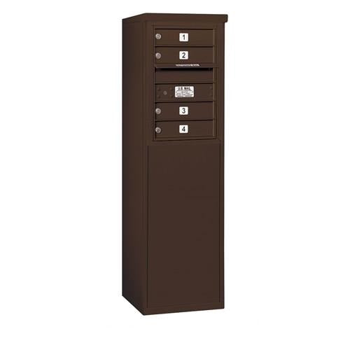 Mailboxes 3906S-04ZFU Salsbury 6 Door High Free-Standing 4C Horizontal Mailbox with 4 Doors in Bronze with USPS Zccess