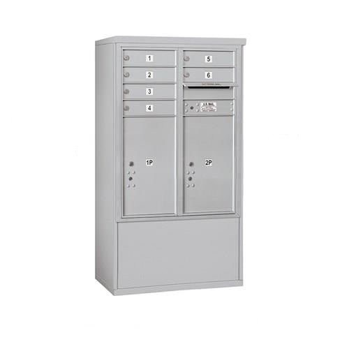 Mailboxes 3910D-06AFP Salsbury 10 Door High Free-Standing 4C Horizontal Mailbox with 6 Doors and 2 Parcel Lockers in Aluminum with Private Access