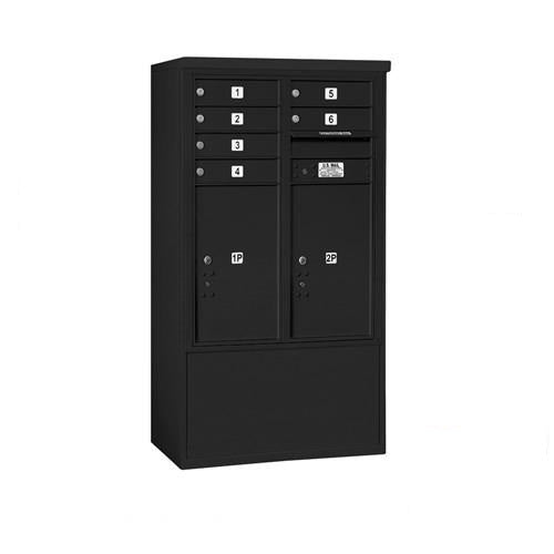 Mailboxes 3910D-06BFP Salsbury 10 Door High Free-Standing 4C Horizontal Mailbox with 6 Doors and 2 Parcel Lockers in Black with Private Bccess