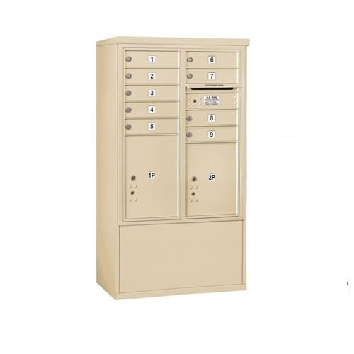 Mailboxes 3910D-09SFP Salsbury 10 Door High Free-Standing 4C Horizontal Mailbox with 9 Doors and 2 Parcel Lockers in Sandstone with Private Sccess