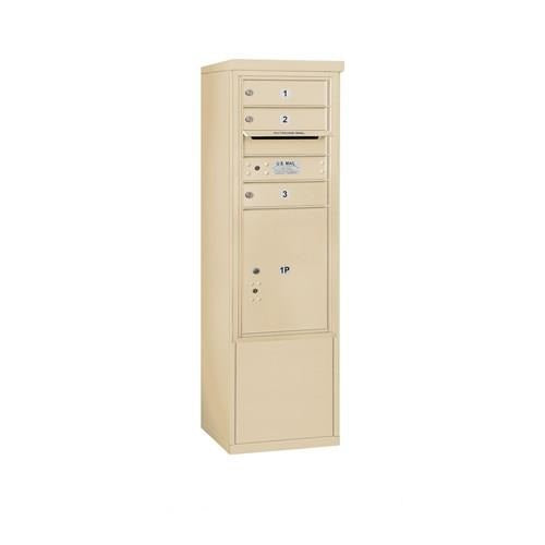 Mailboxes 3910S-03SFP Salsbury 10 Door High Free-Standing 4C Horizontal Mailbox with 3 Doors and 1 Parcel Locker in Sandstone with Private Sccess