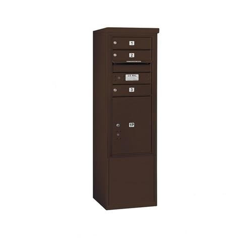 Mailboxes 3910S-03ZFP Salsbury 10 Door High Free-Standing 4C Horizontal Mailbox with 3 Doors and 1 Parcel Locker in Bronze with Private Zccess