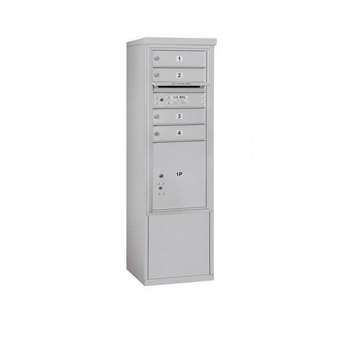 Mailboxes 3910S-04AFP Salsbury 10 Door High Free-Standing 4C Horizontal Mailbox with 4 Doors and 1 Parcel Locker in Aluminum with Private Access