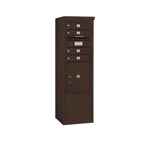 Mailboxes 3910S-04ZFP Salsbury 10 Door High Free-Standing 4C Horizontal Mailbox with 4 Doors and 1 Parcel Locker in Bronze with Private Zccess