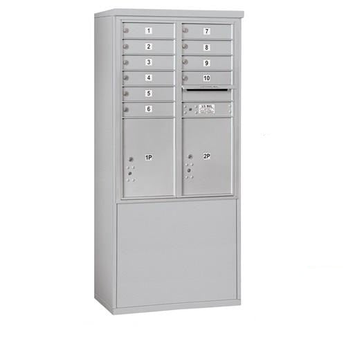 Mailboxes 3911D-10AFP Salsbury 11 Door High Free-Standing 4C Horizontal Mailbox with 10 Doors and 2 Parcel Lockers in Aluminum with Private Access