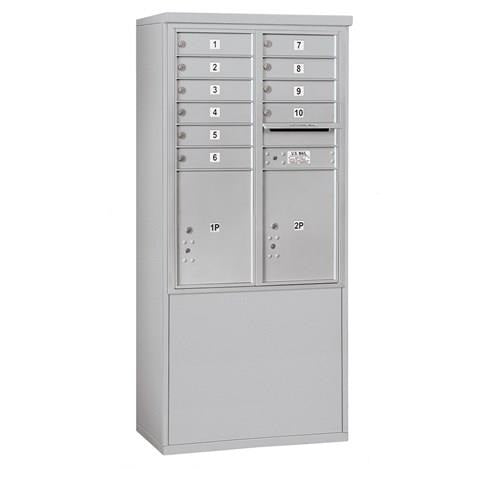 Mailboxes 3911D-10AFU Salsbury 11 Door High Free-Standing 4C Horizontal Mailbox with 10 Doors and 2 Parcel Lockers in Aluminum with USPS Access