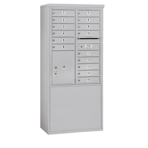 Mailboxes 3911D-15AFU Salsbury 11 Door High Free-Standing 4C Horizontal Mailbox with 15 Doors and 1 Parcel Locker in Aluminum with USPS Access