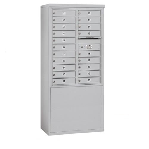 Mailboxes 3911D-20AFP Salsbury 11 Door High Free-Standing 4C Horizontal Mailbox with 20 Doors in Aluminum with Private Access