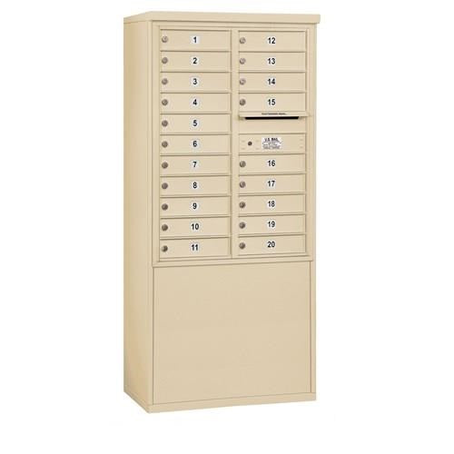 Mailboxes 3911D-20SFU Salsbury 11 Door High Free-Standing 4C Horizontal Mailbox with 20 Doors in Sandstone with USPS Sccess