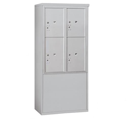 Mailboxes 3911D-4PAFP Salsbury 11 Door High Free-Standing 4C Horizontal Parcel Locker with 4 Parcel Lockers in Aluminum with Private Access