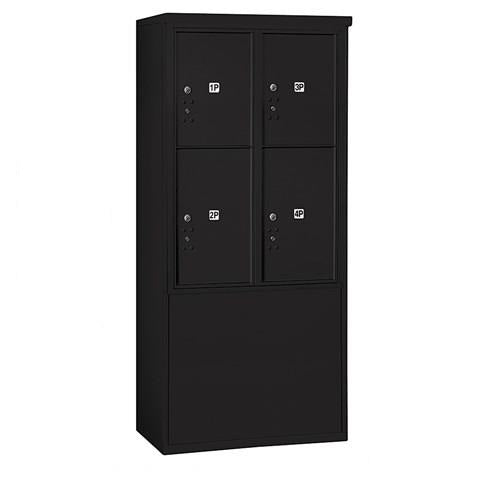 Mailboxes 3911D-4PBFP Salsbury 11 Door High Free-Standing 4C Horizontal Parcel Locker with 4 Parcel Lockers in Black with Private Bccess