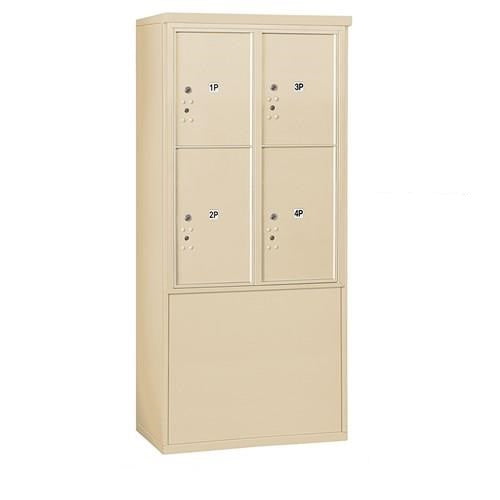 Mailboxes 3911D-4PSFU Salsbury 11 Door High Free-Standing 4C Horizontal Parcel Locker with 4 Parcel Lockers in Sandstone with USPS Sccess