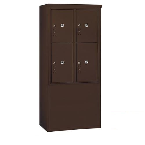 Mailboxes 3911D-4PZFP Salsbury 11 Door High Free-Standing 4C Horizontal Parcel Locker with 4 Parcel Lockers in Bronze with Private Zccess