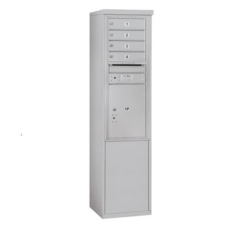 Mailboxes 3911S-04AFP Salsbury 11 Door High Free-Standing 4C Horizontal Mailbox with 4 Doors and 1 Parcel Locker in Aluminum with Private Access