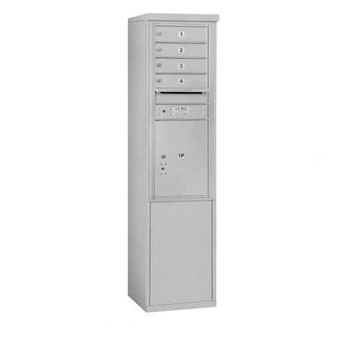 Mailboxes 3911S-04AFU Salsbury 11 Door High Free-Standing 4C Horizontal Mailbox with 4 Doors and 1 Parcel Locker in Aluminum with USPS Access