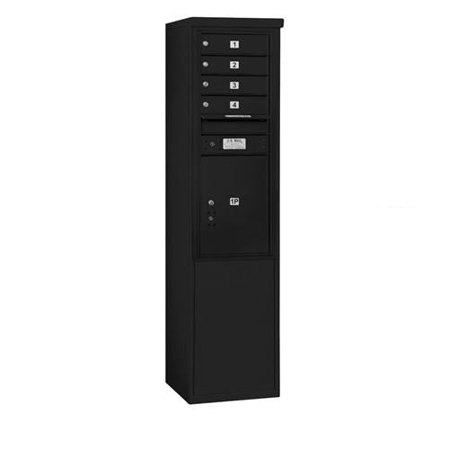 Mailboxes 3911S-04BFP Salsbury 11 Door High Free-Standing 4C Horizontal Mailbox with 4 Doors and 1 Parcel Locker in Black with Private Bccess