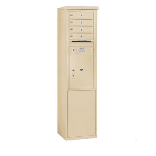 Mailboxes 3911S-04SFP Salsbury 11 Door High Free-Standing 4C Horizontal Mailbox with 4 Doors and 1 Parcel Locker in Sandstone with Private Sccess