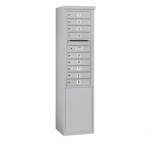 Mailboxes 3911S-09AFP Salsbury 11 Door High Free-Standing 4C Horizontal Mailbox with 9 Doors in Aluminum with Private Access