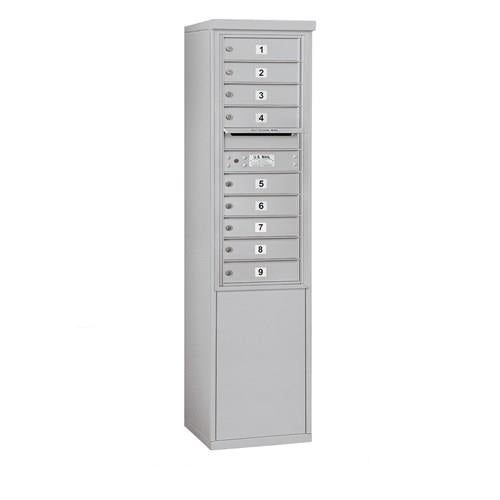 Mailboxes 3911S-09AFU Salsbury 11 Door High Free-Standing 4C Horizontal Mailbox with 9 Doors in Aluminum with USPS Access