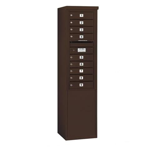 Mailboxes 3911S-09ZFP Salsbury 11 Door High Free-Standing 4C Horizontal Mailbox with 9 Doors in Bronze with Private Zccess