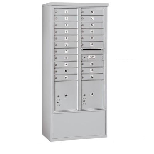 Mailboxes 3916D-20AFP Salsbury Maximum Height Free-Standing 4C Horizontal Mailbox with 20 Doors and 2 Parcel Lockers in Aluminum with Private Access