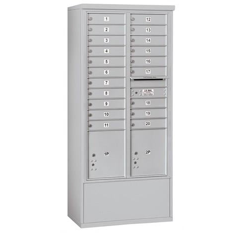 Mailboxes 3916D-20AFU Salsbury Maximum Height Free-Standing 4C Horizontal Mailbox with 20 Doors and 2 Parcel Lockers in Aluminum with USPS Access