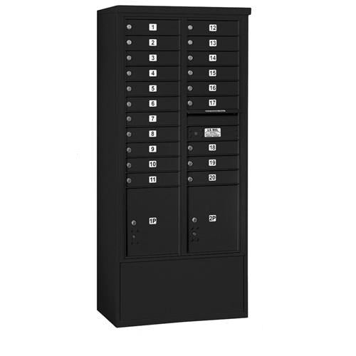 Mailboxes 3916D-20BFU Salsbury Maximum Height Free-Standing 4C Horizontal Mailbox with 20 Doors and 2 Parcel Lockers in Black with USPS Bccess