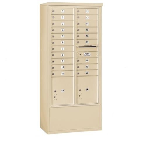 Mailboxes 3916D-20SFP Salsbury Maximum Height Free-Standing 4C Horizontal Mailbox with 20 Doors and 2 Parcel Lockers in Sandstone with Private Sccess