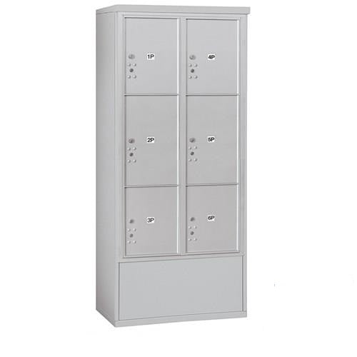 Mailboxes 3916D-6PAFP Maximum Height Free-Standing 4C Horizontal Parcel Locker with 6 Parcel Lockers in Aluminum with Private Access