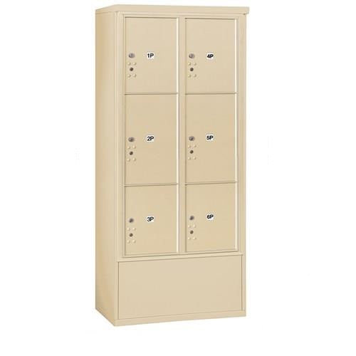 Mailboxes 3916D-6PSFP Maximum Height Free-Standing 4C Horizontal Parcel Locker with 6 Parcel Lockers in Sandstone with Private Sccess