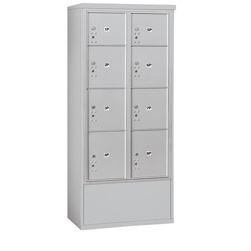 Mailboxes 3916D-8PAFP Salsbury Maximum Height Free-Standing 4C Horizontal Parcel Locker with 8 Parcel Lockers in Aluminum with Private Access