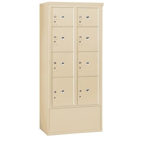 Mailboxes 3916D-8PSFP Salsbury Maximum Height Free-Standing 4C Horizontal Parcel Locker with 8 Parcel Lockers in Sandstone with Private Sccess