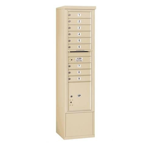 Mailboxes 3916S-09SFP Salsbury Maximum Height Free-Standing 4C Horizontal Mailbox with 9 Doors and 1 Parcel Locker in Sandstone with Private Sccess