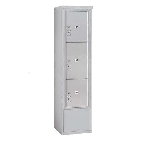 Mailboxes 3916S-3PAFP Salsbury Maximum Height Free-Standing 4C Horizontal Parcel Locker with 3 Parcel Lockers in Aluminum with Private Access