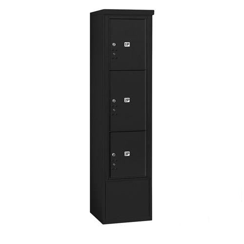 Mailboxes 3916S-3PBFP Salsbury Maximum Height Free-Standing 4C Horizontal Parcel Locker with 3 Parcel Lockers in Black with Private Bccess